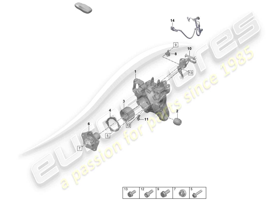 porsche 2021 (taycan 9j1-1) diagrama de piezas del portador de ruedas