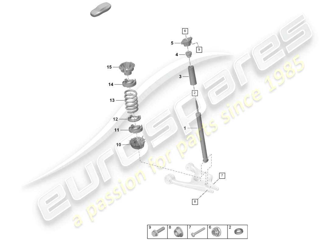 porsche 2021 (taycan 9j1-1) puntal de suspensión completo amortiguadores piezas individuales diagrama de piezas