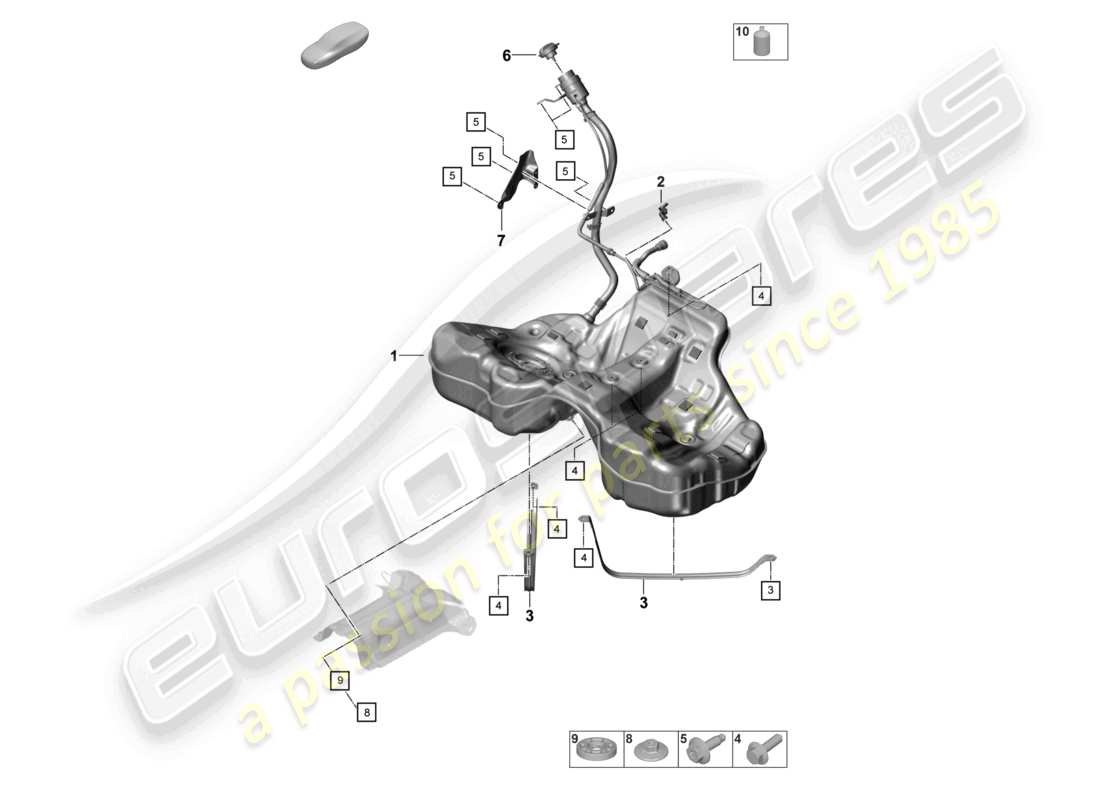 porsche 2022 (panamera 971-2) tanque de combustible con accesorios diagrama de piezas