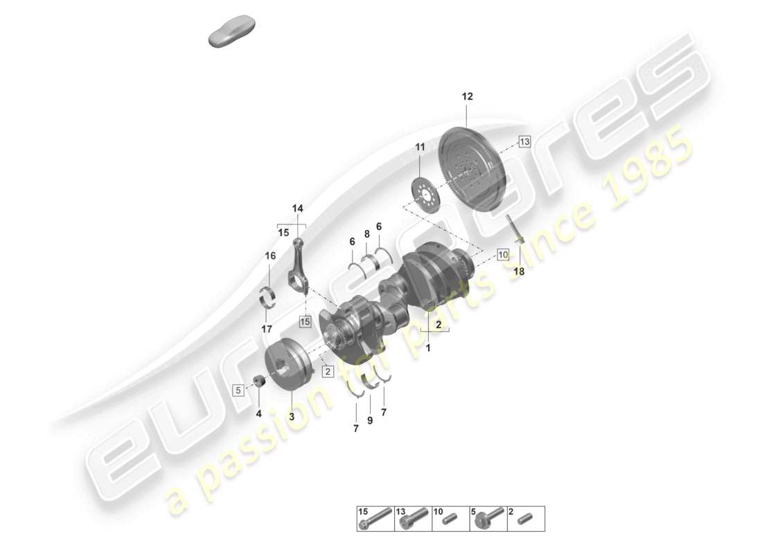 porsche 2022 (panamera 971-2) diagrama de piezas del volante bimasa y la biela del cigüeñal