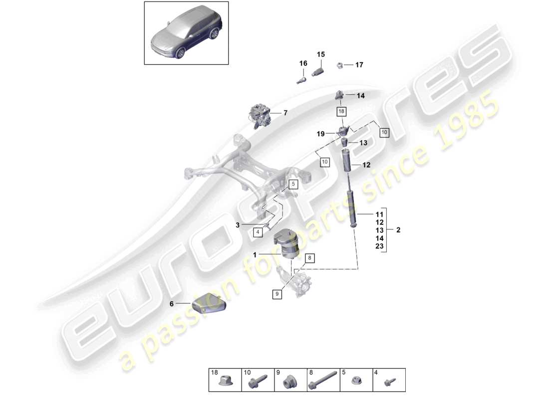 porsche 2022 (cayenne e3 9ya/9yb) diagrama de piezas del sensor de nivel de amortiguadores de aire de suspensión neumática