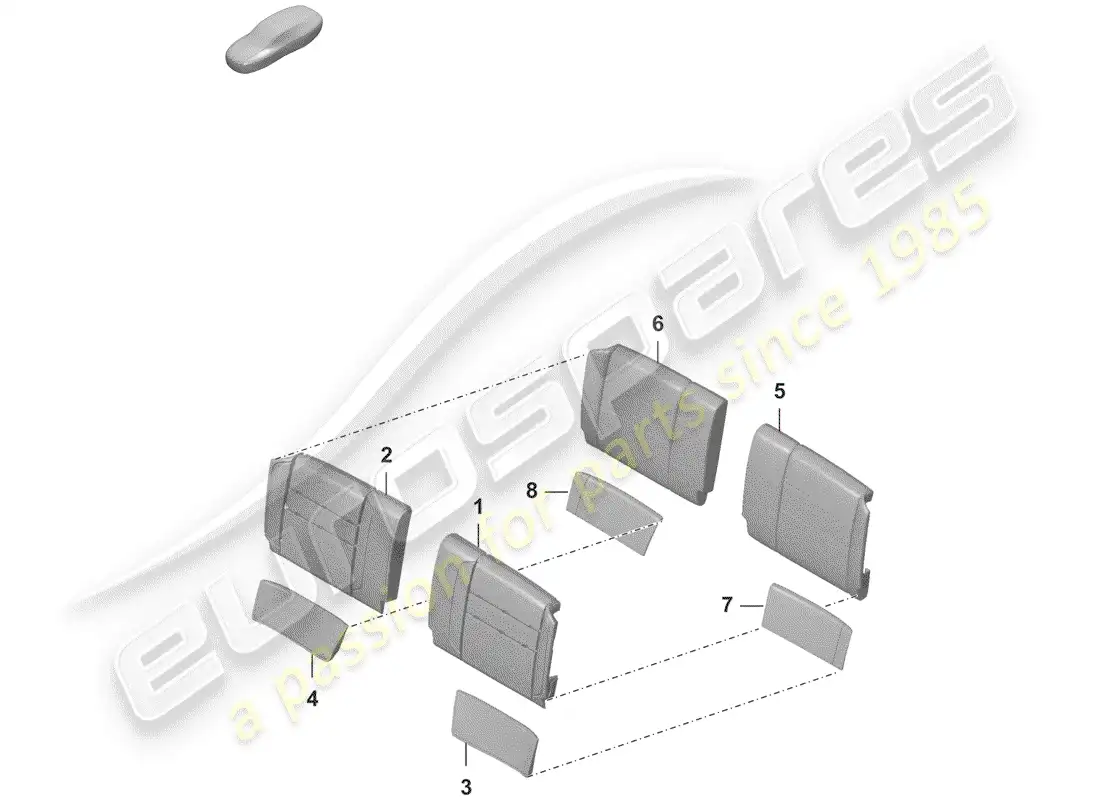 porsche 2019 (992-1) parte de espuma diagrama de piezas