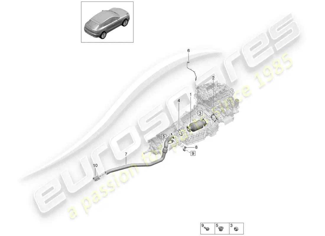 porsche 2019 (macan) catalizador diagrama de piezas