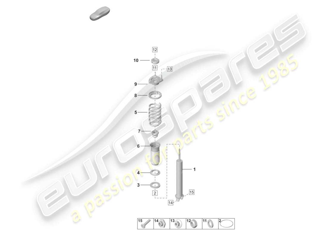 porsche 2024 (992-2 turbo / s) amortiguador (cilindro de resorte) pieza individual diagrama de piezas