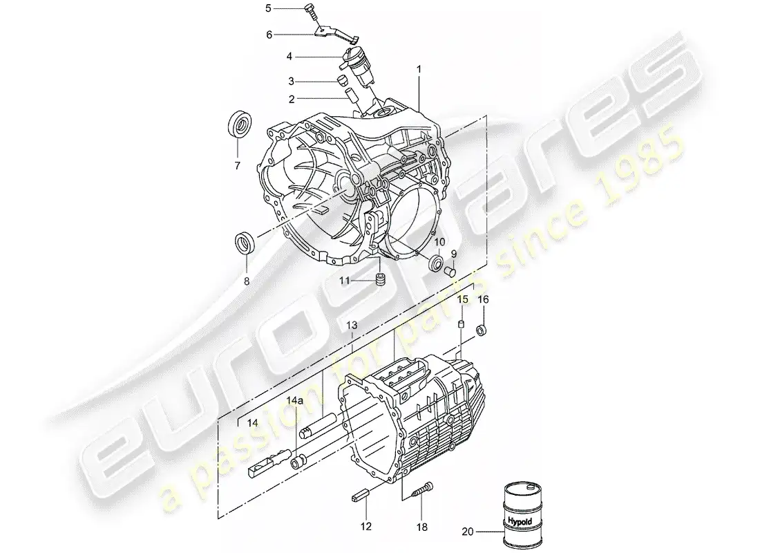 porsche 2002 (986 boxster) caja de cambios - transmisión manual de 5 velocidades - - - caja de transmisión diagrama de piezas