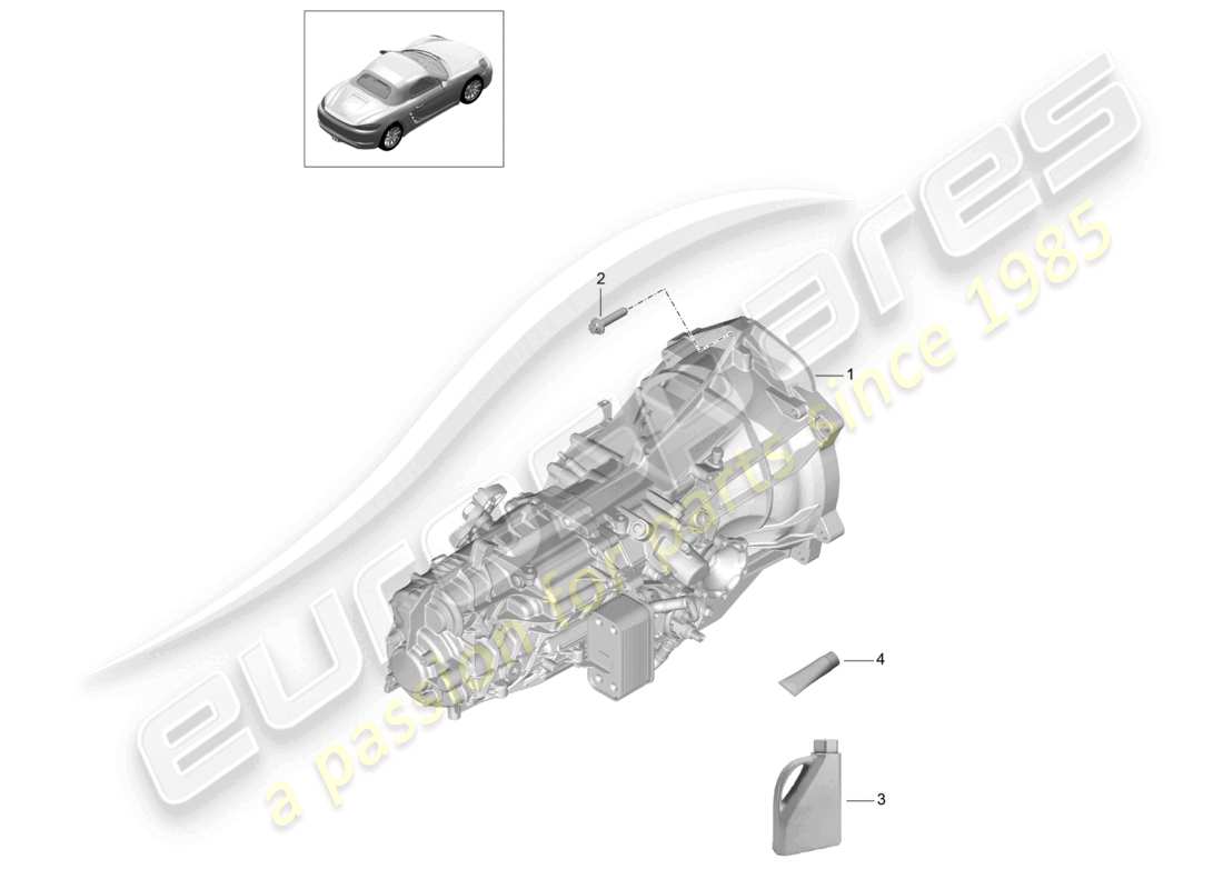 porsche 2022 (718 boxster) diagrama de piezas de la caja de cambios manual