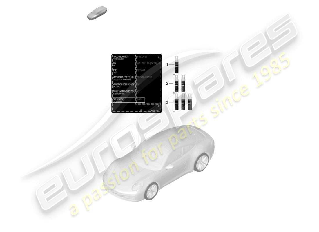 porsche 2024 (992-2) diagrama de piezas de pintura del aplicador de retoque de pintura