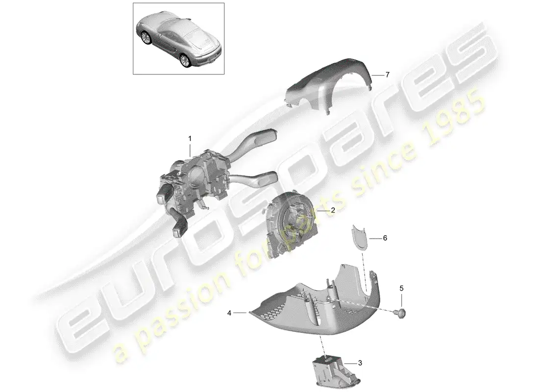 porsche 2015 (981 cayman) interruptor de la columna de dirección diagrama de piezas