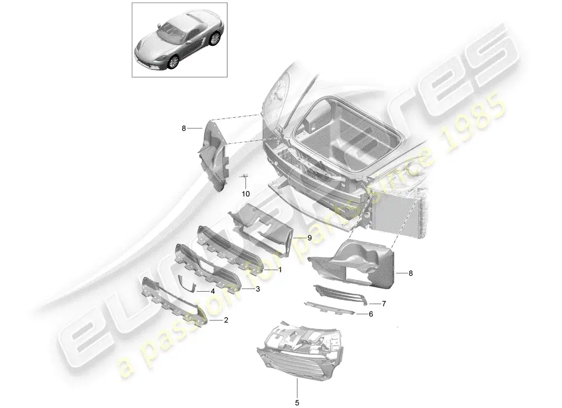 porsche 2018 (718 boxster) ducto de aire diagrama de piezas