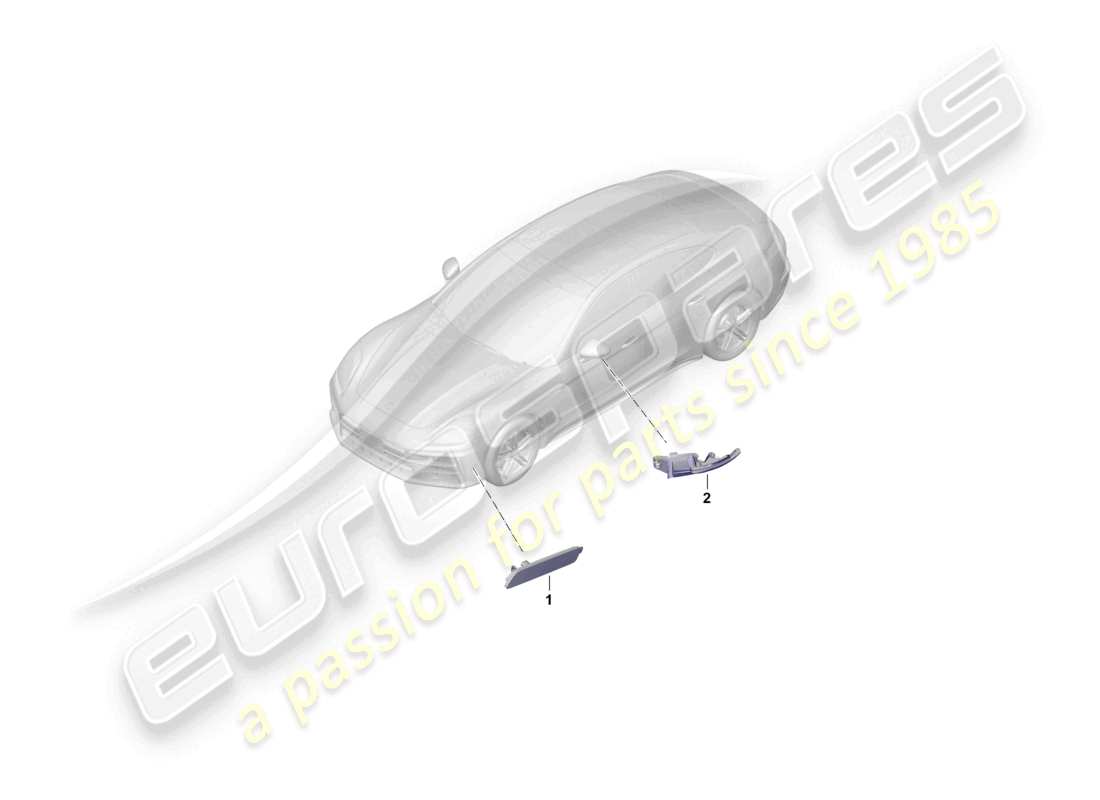 porsche 2024 (panamera 976) diagrama de piezas de la luz de posición lateral del repetidor de señal de giro