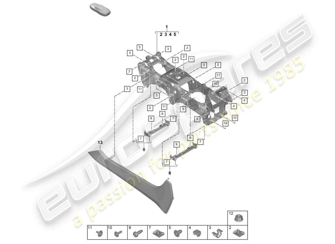 porsche 2024 (cayenne e3 pa) consola central inferior diagrama de piezas