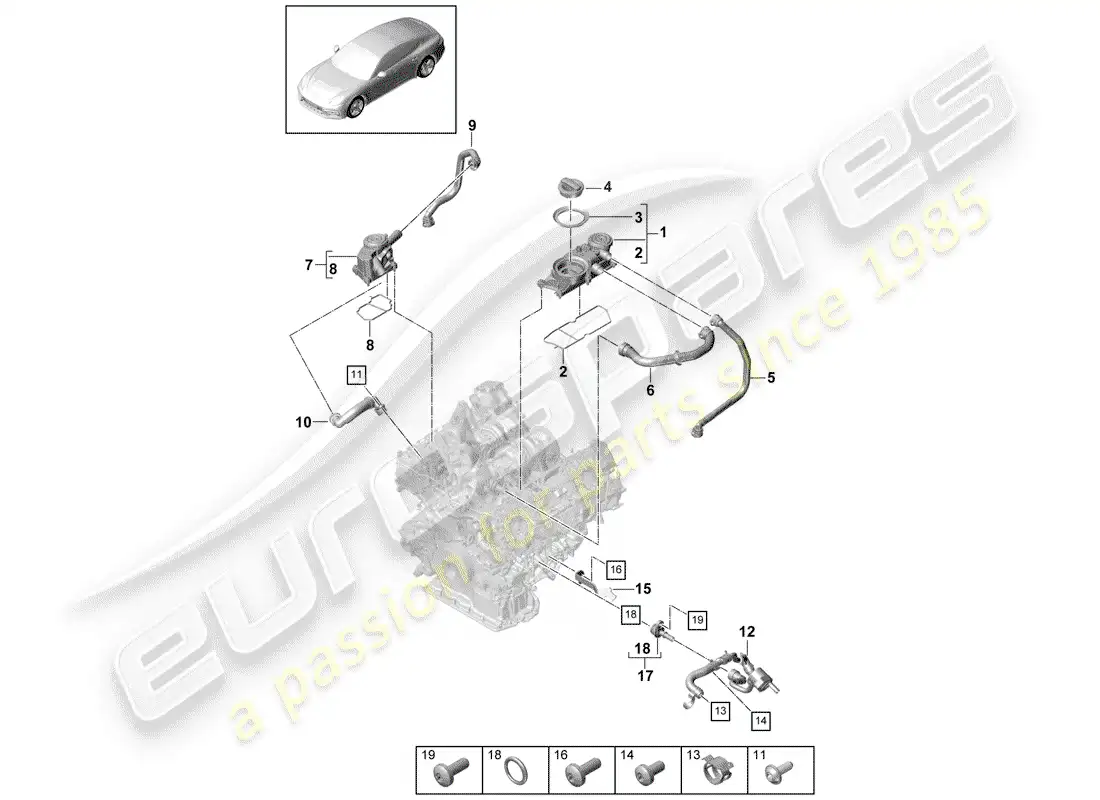 porsche 2020 (panamera 971-1) ventilation for cylinder block diagrama de piezas