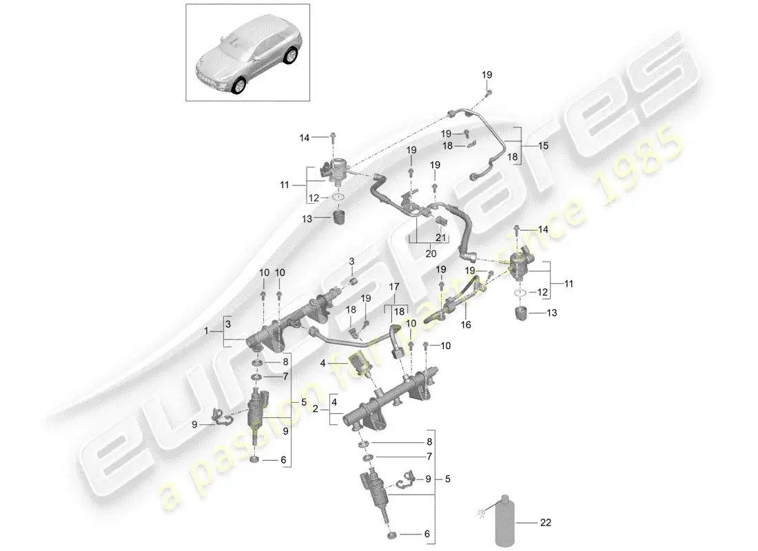 porsche 2014 (macan) tubo de recogida de combustible diagrama de piezas