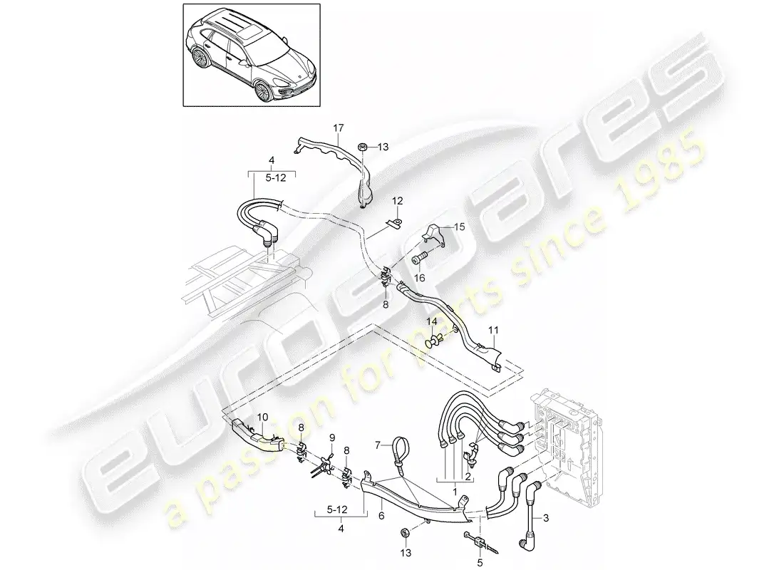 porsche 2013 (cayenne e2 92a) híbrido diagrama de piezas