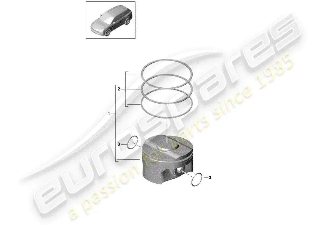porsche 2019 (cayenne e3 9ya/9yb) piston complete diagrama de piezas