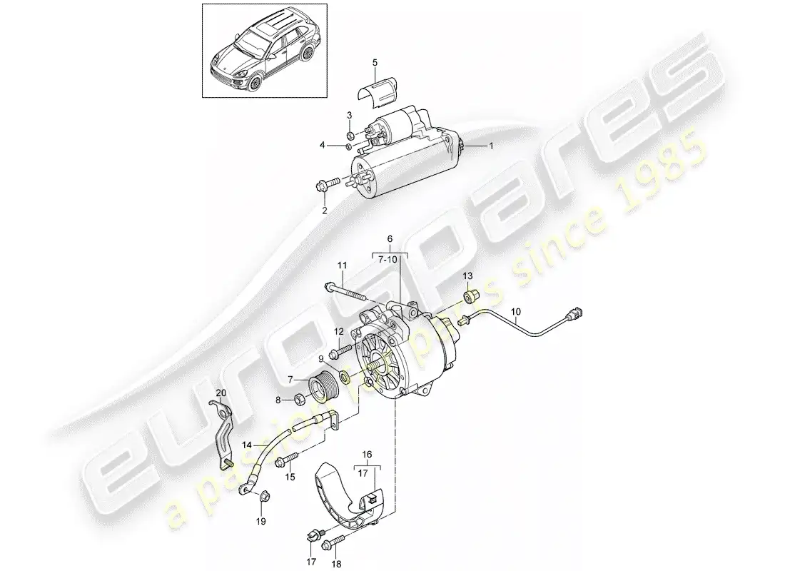 porsche 2012 (cayenne e2 92a) inicio diagrama de piezas