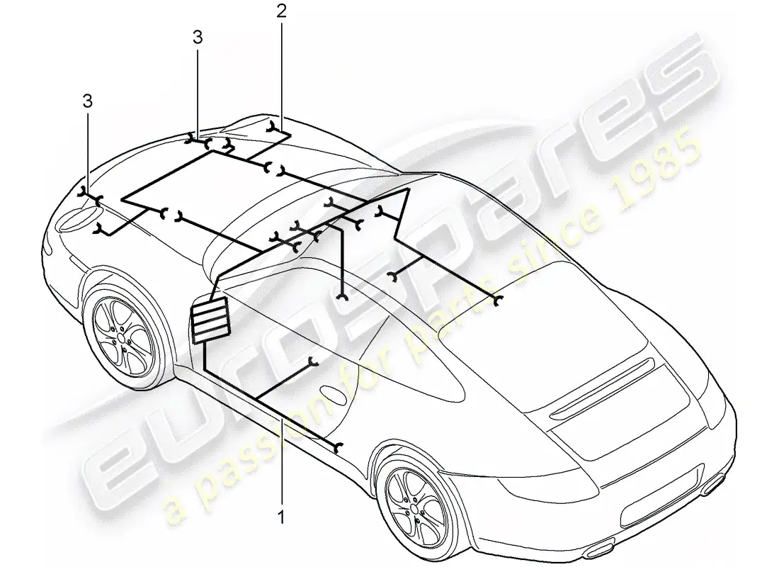 porsche 2012 (997-2) cableando arneses diagrama de piezas