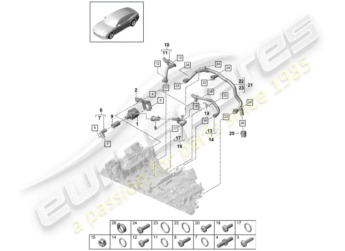 porsche 2020 (panamera 971-1) water cooling diagrama de piezas