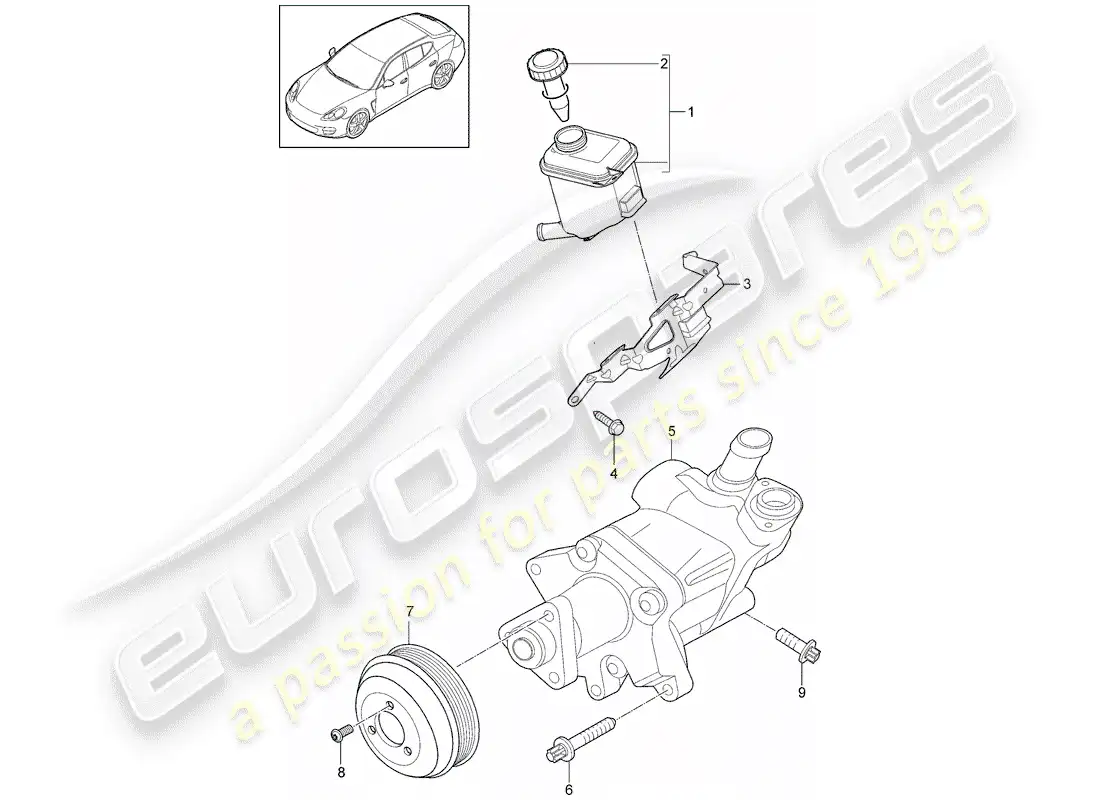 porsche 2012 (panamera 970) dirección asistida diagrama de piezas