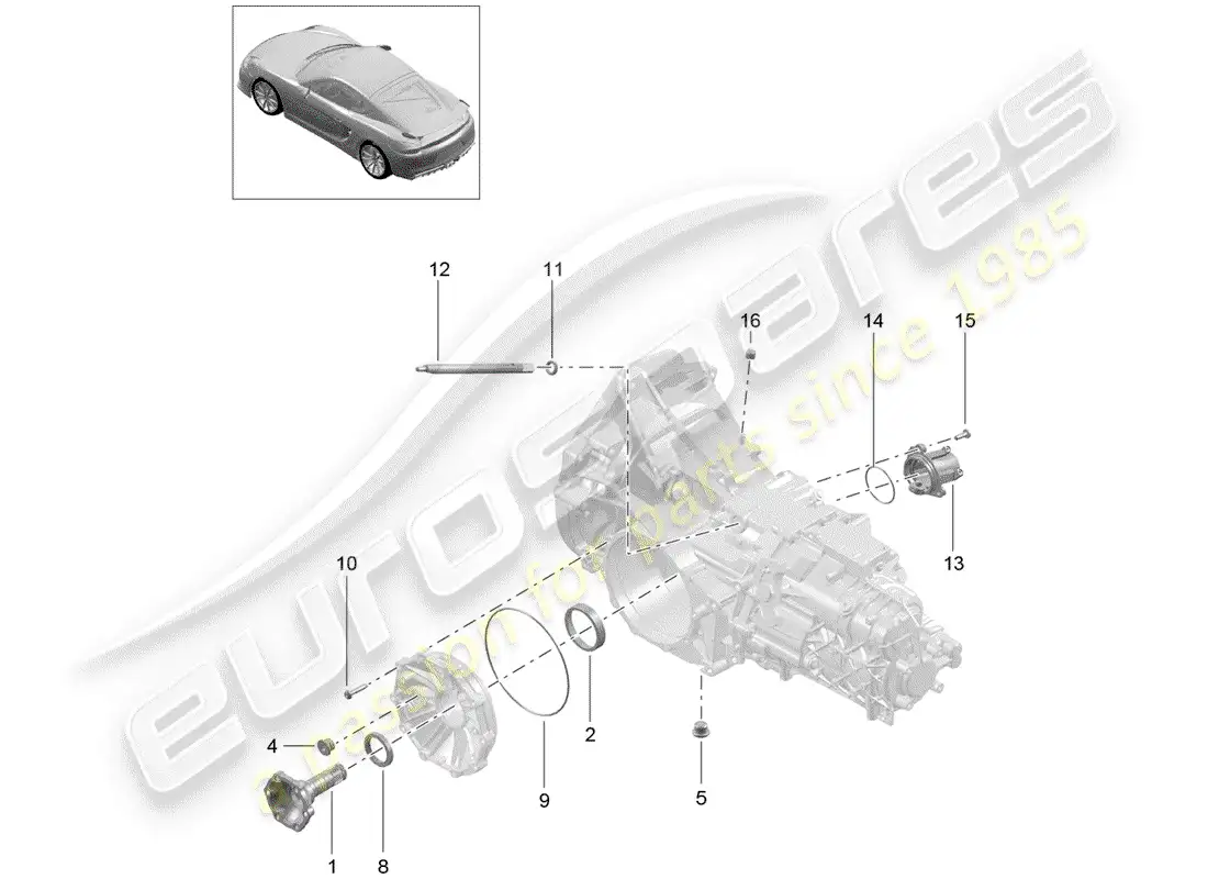 porsche 2016 (981 cayman gt4) manual gearbox diagrama de piezas