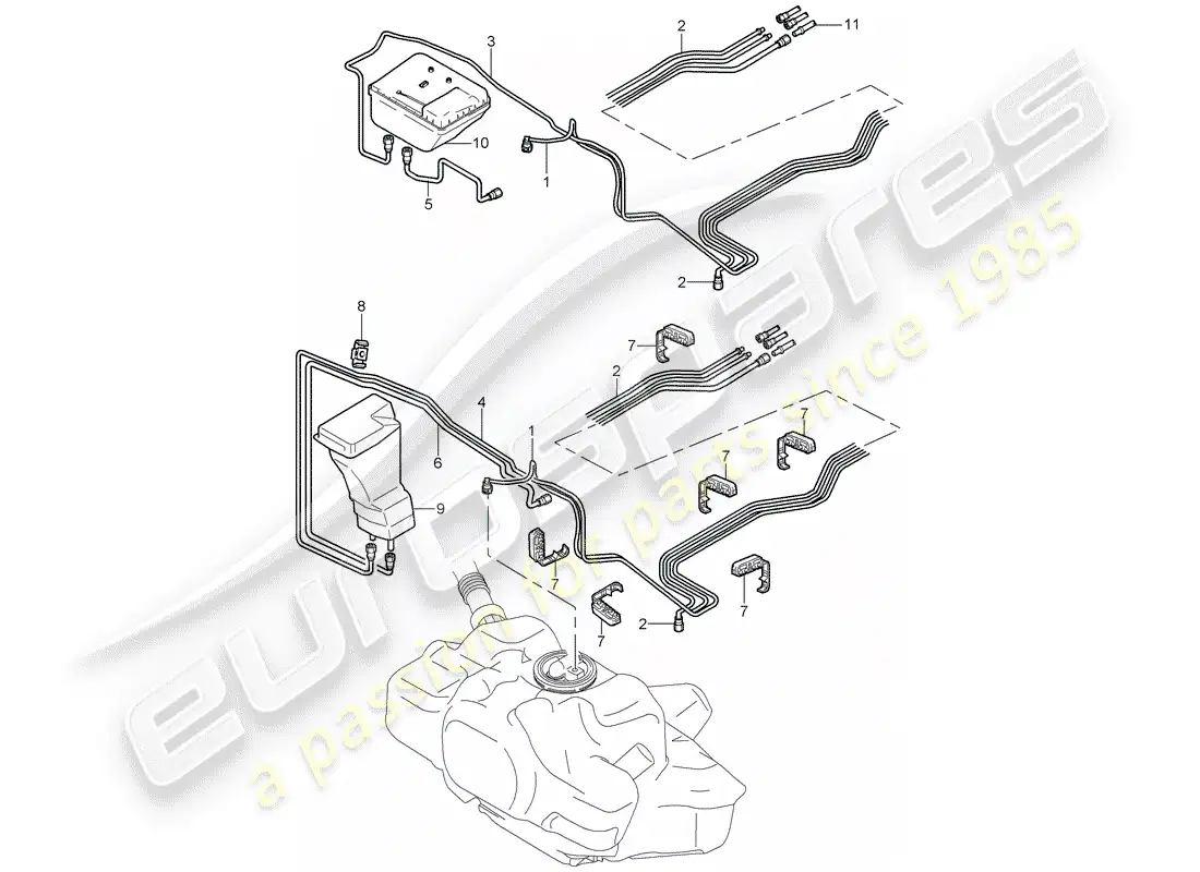 porsche 2008 (997-1 gt3) fuel system diagrama de piezas