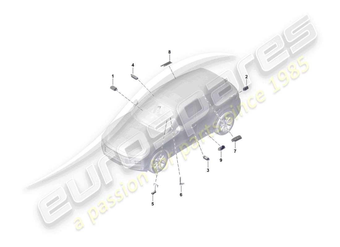 porsche 2024 (cayenne e3 pa) iluminación interior lámpara del maletero luz del espacio para los pies de la guantera espejo de maquillaje iluminado diagrama de piezas