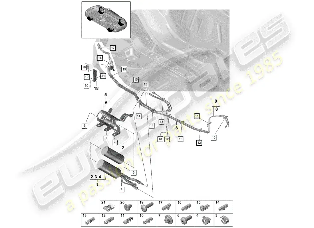 porsche 2017 (panamera 971-1) línea de combustible diagrama de piezas