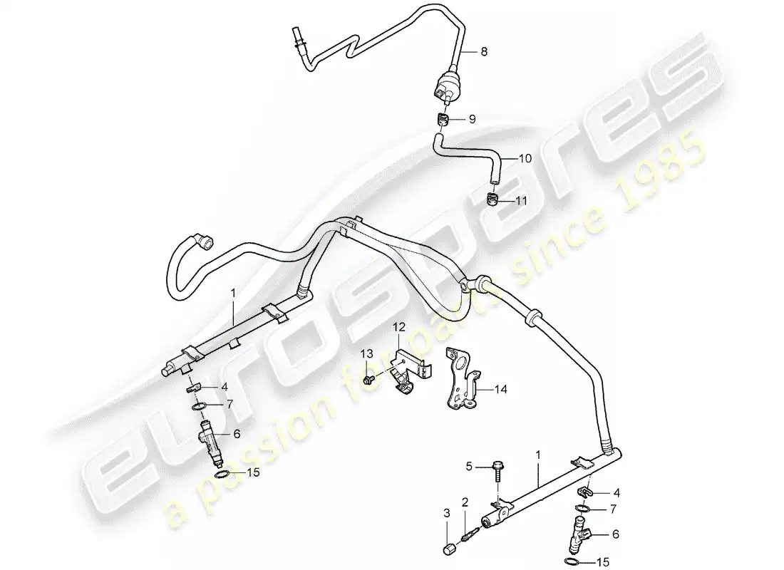 porsche 2007 (997-1) diagrama de piezas del tubo de recogida de combustible