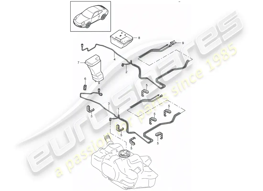 porsche 2012 (997-2) fuel system diagrama de piezas