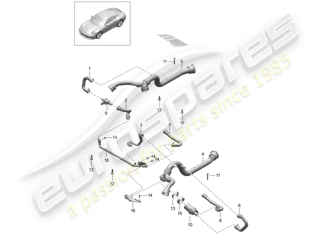 porsche 2017 (991-2 turbo) diferencial del eje delantero diagrama de piezas