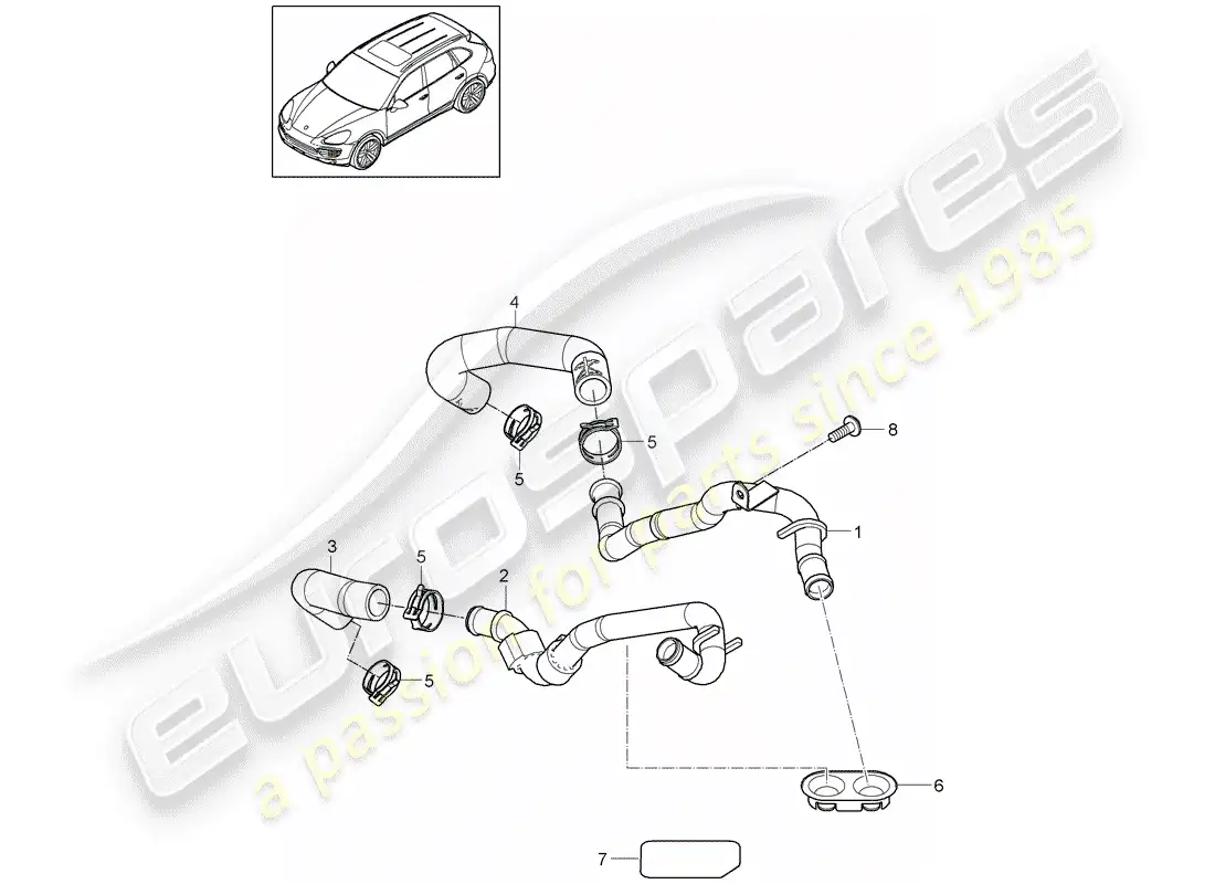 porsche 2013 (cayenne e2 92a) diagrama de piezas de manguera