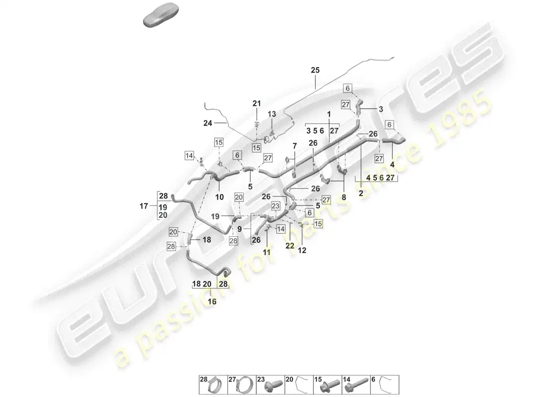 porsche 2019 (992-1) water cooling diagrama de piezas
