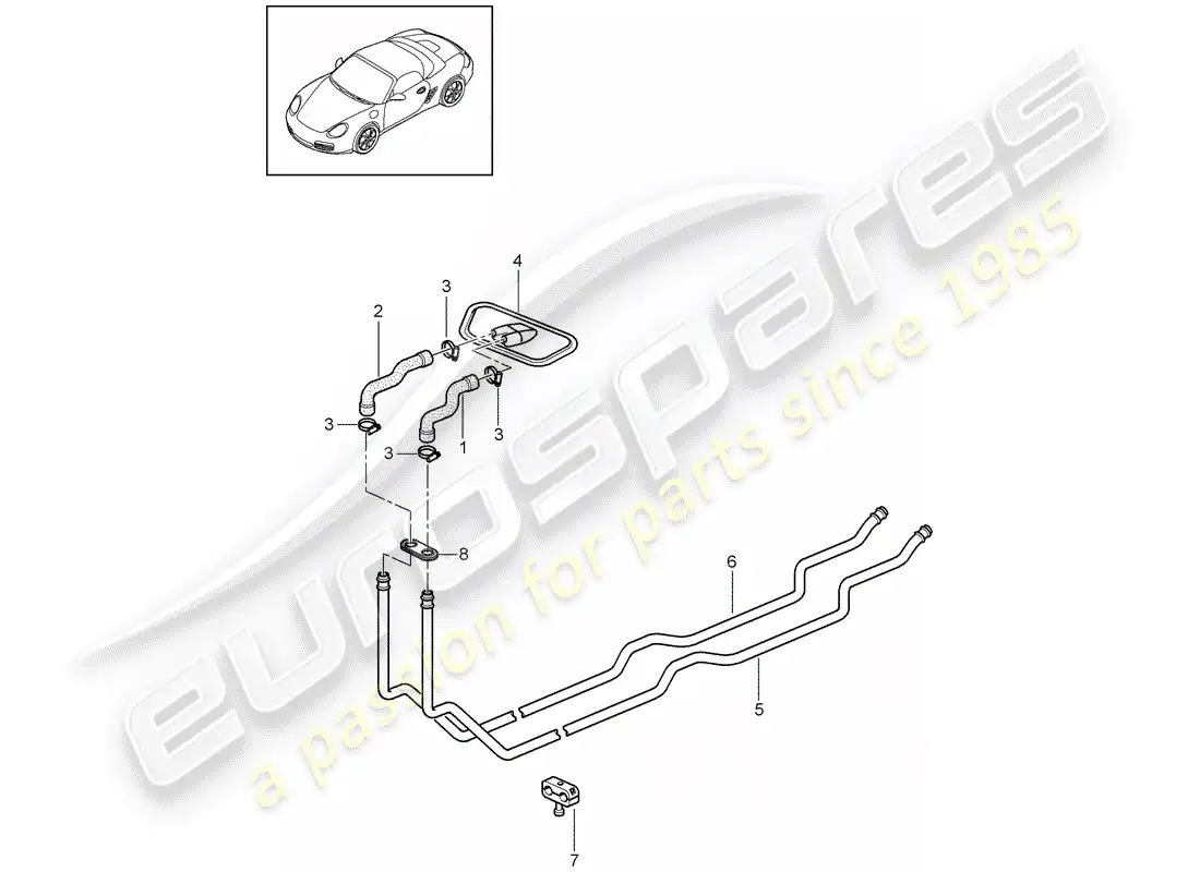 porsche 2006 (987 boxster) sistema de calefacción 1 diagrama de piezas