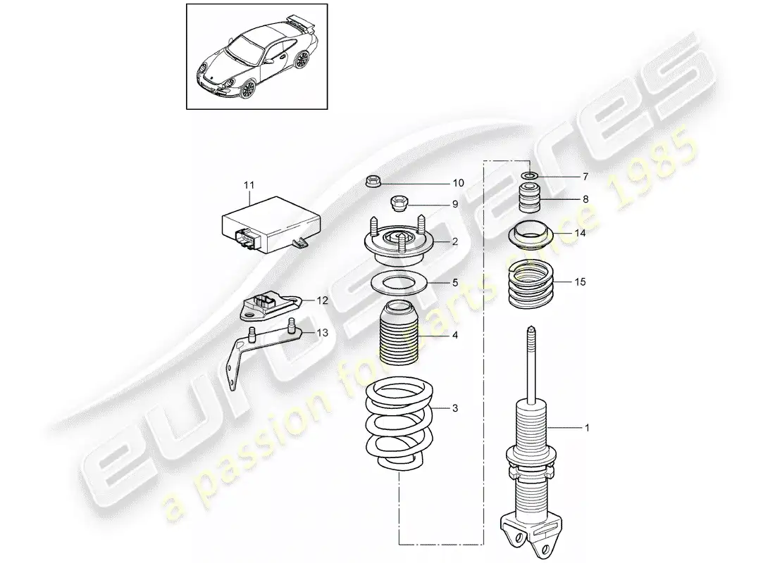 porsche 2007 (997-1 gt3) amortiguador diagrama de piezas