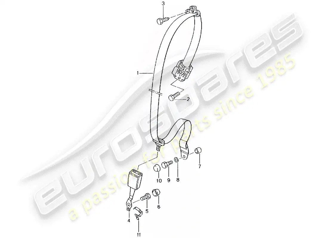 porsche 2004 (996 turbo / gt2) cinturón de seguridad diagrama de piezas