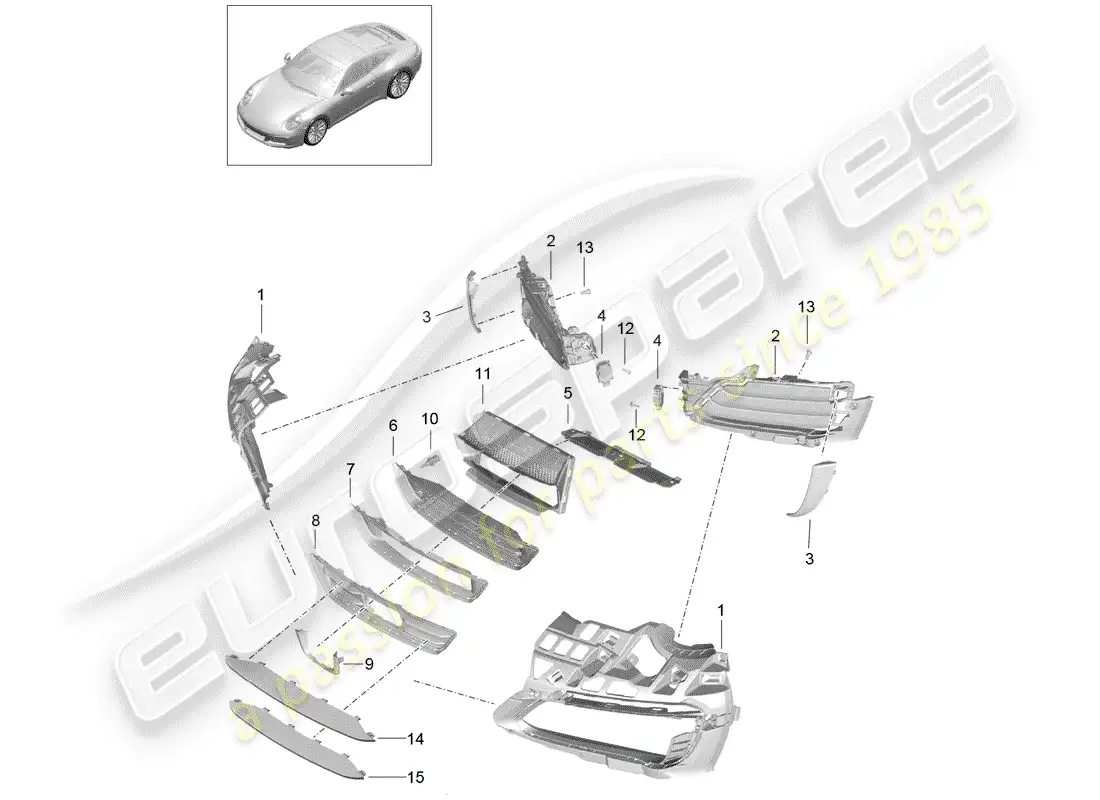 porsche 2020 (991-2) ducto de aire diagrama de piezas