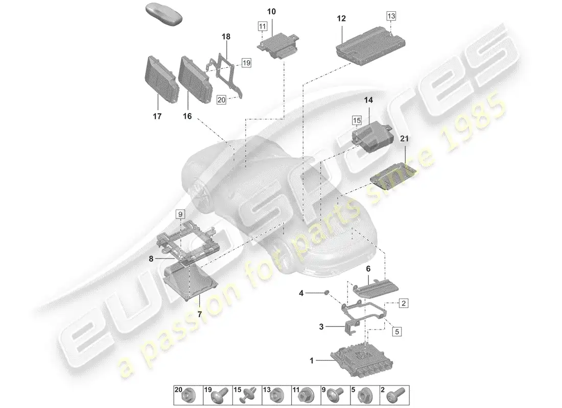 porsche 2020 (992-1) unidades de control diagrama de piezas