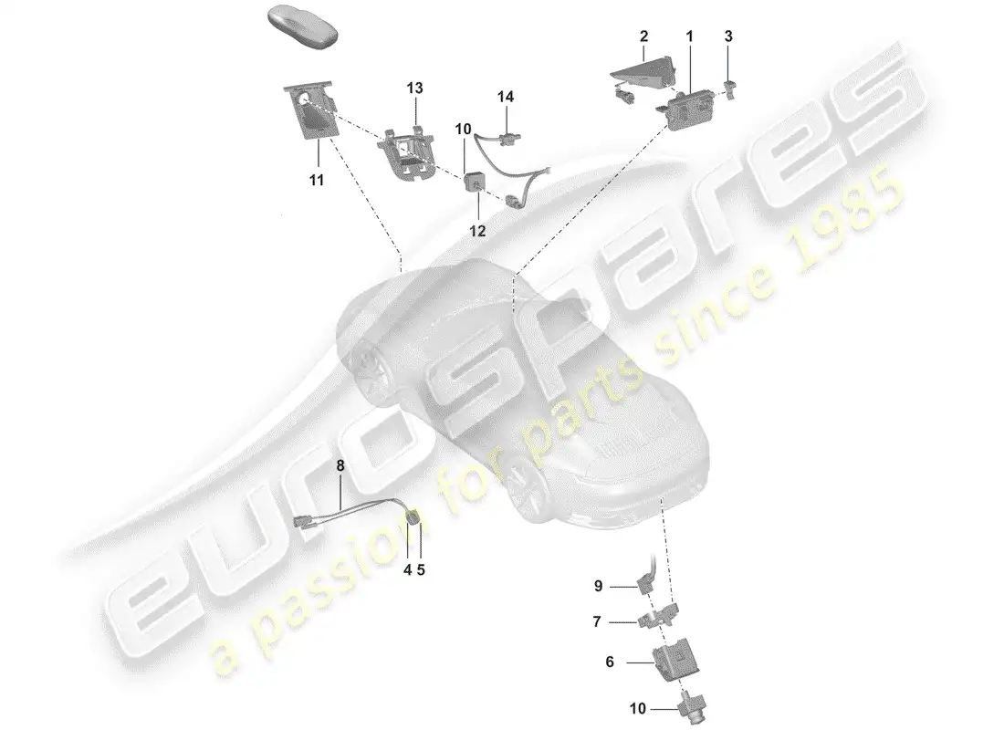 porsche 2020 (992-1) cámara frontal para diagrama de piezas