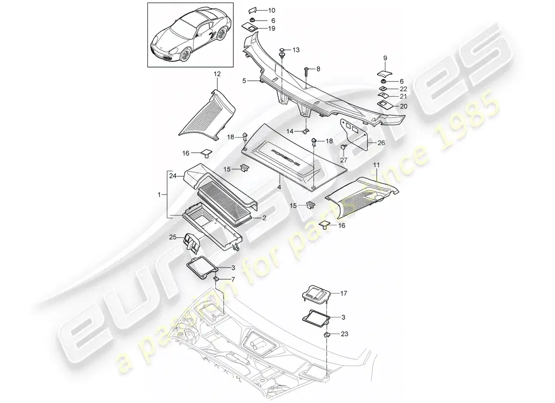 porsche 2010 (987 cayman) filtro particular diagrama de piezas