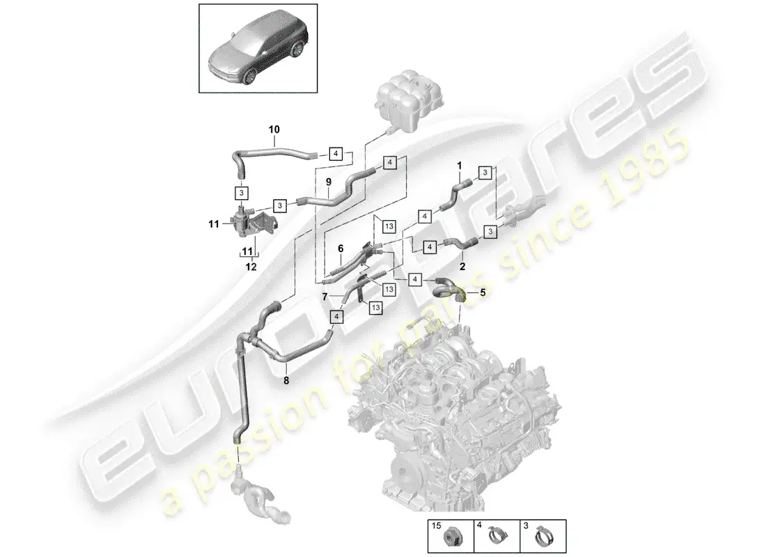 porsche 2020 (cayenne e3 9ya/9yb) calentador diagrama de piezas