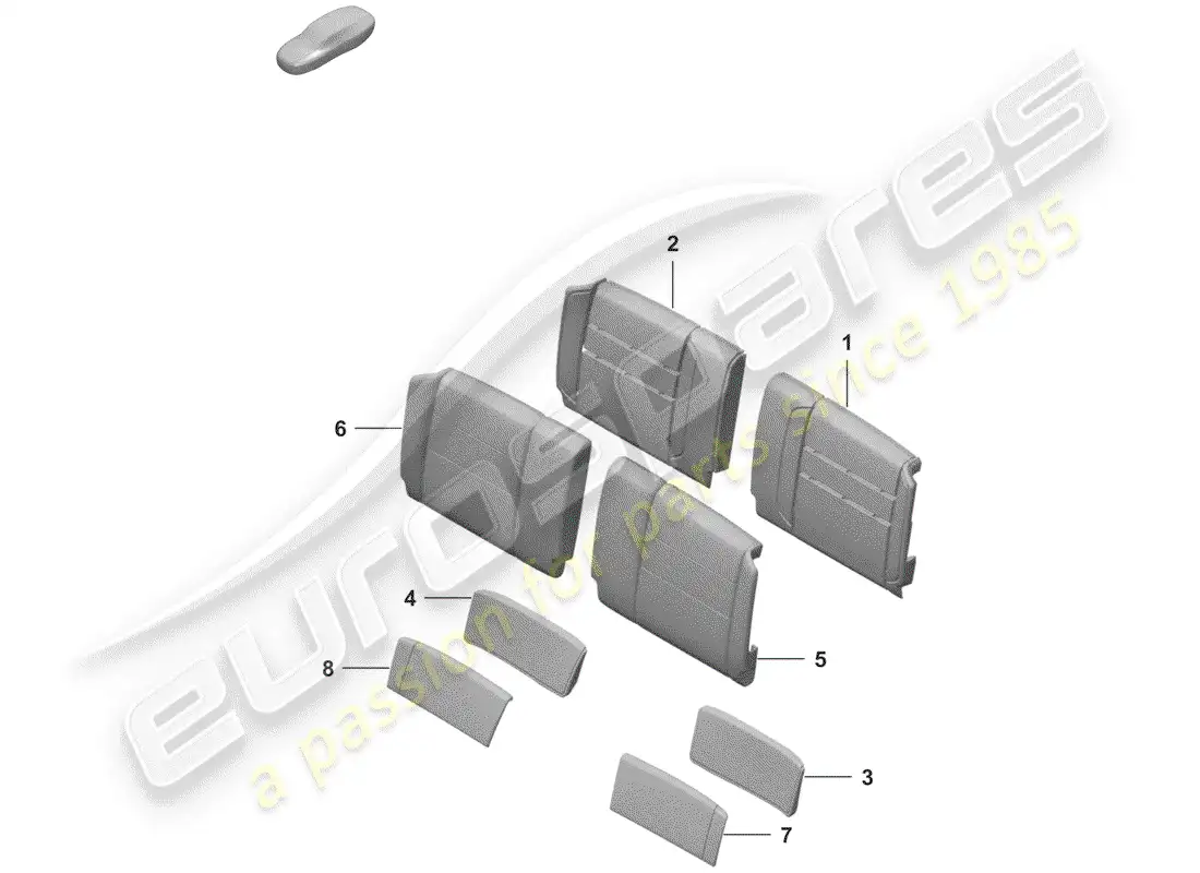 porsche 2019 (992-1) parte de espuma diagrama de piezas