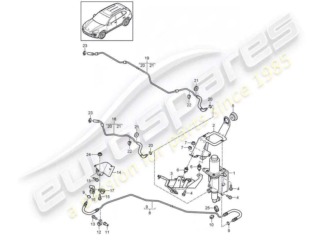 porsche 2018 (cayenne e2 92a) mecanismo de control diagrama de piezas