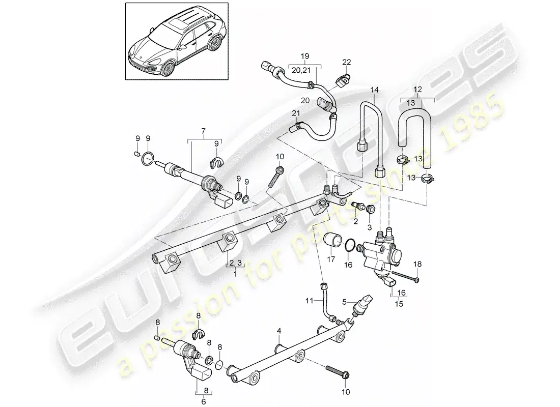 porsche 2013 (cayenne e2 92a) diagrama de piezas del tubo de recogida de combustible