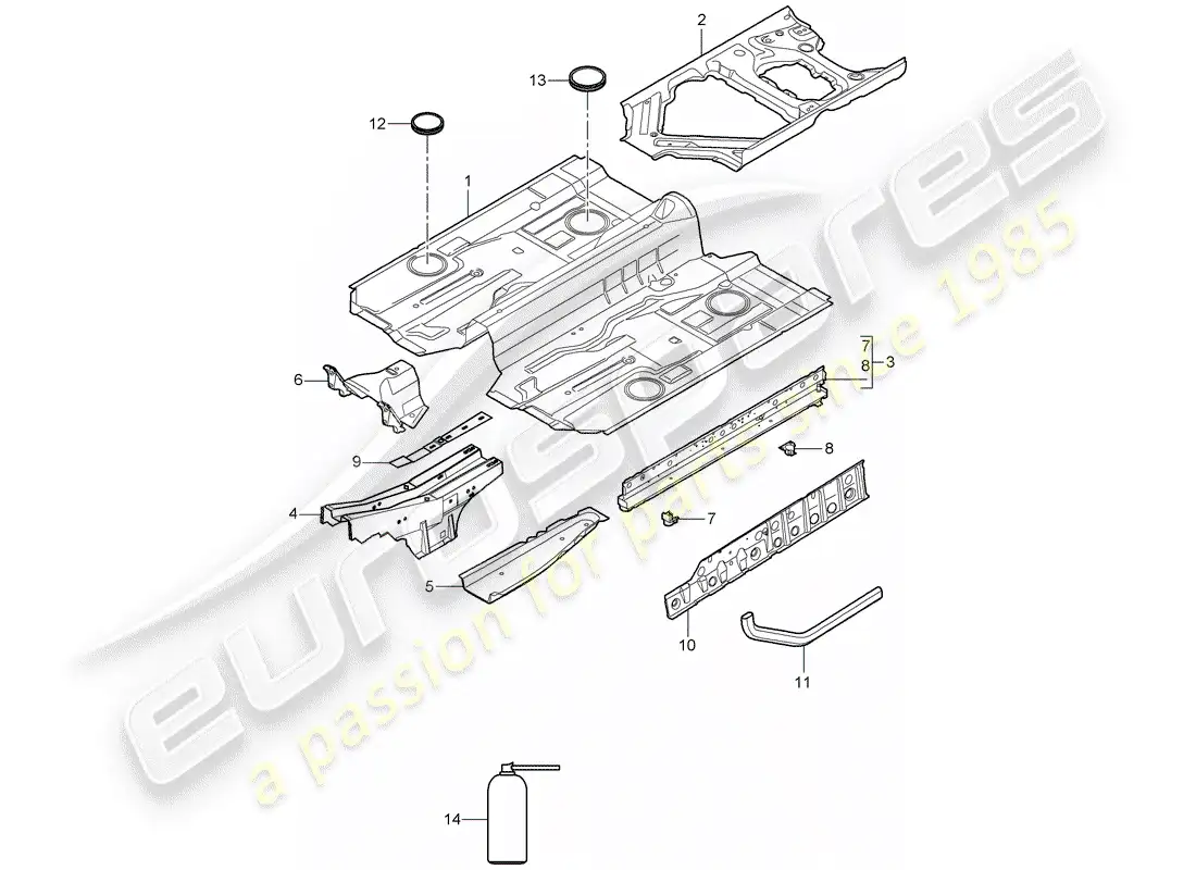 porsche 2011 (997-2) piso diagrama de piezas