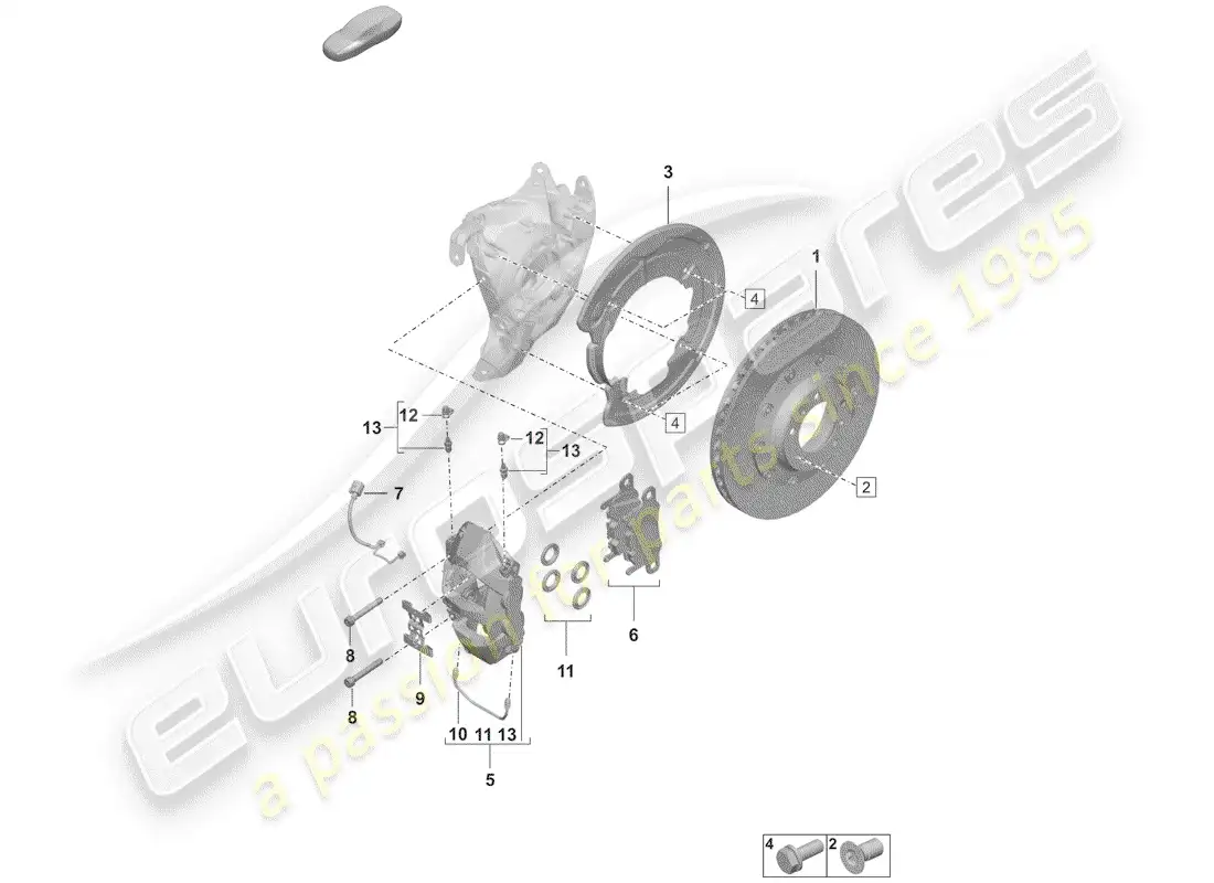 porsche 2019 (992-1) frenos de disco diagrama de piezas