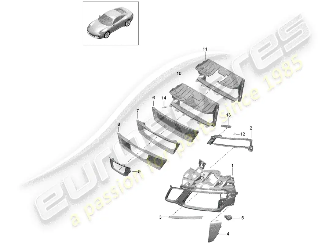 porsche 2020 (991-2) ducto de aire diagrama de piezas