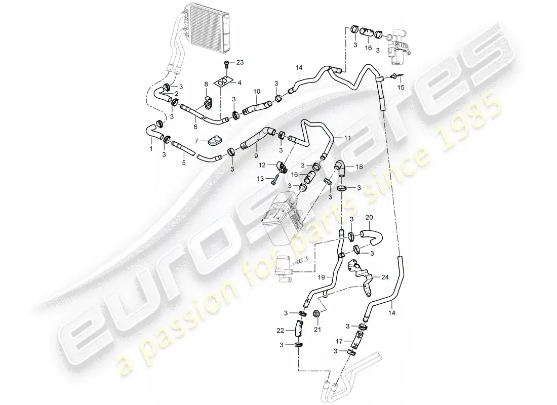porsche 2007 (cayenne e1 9pa) calentador diagrama de piezas