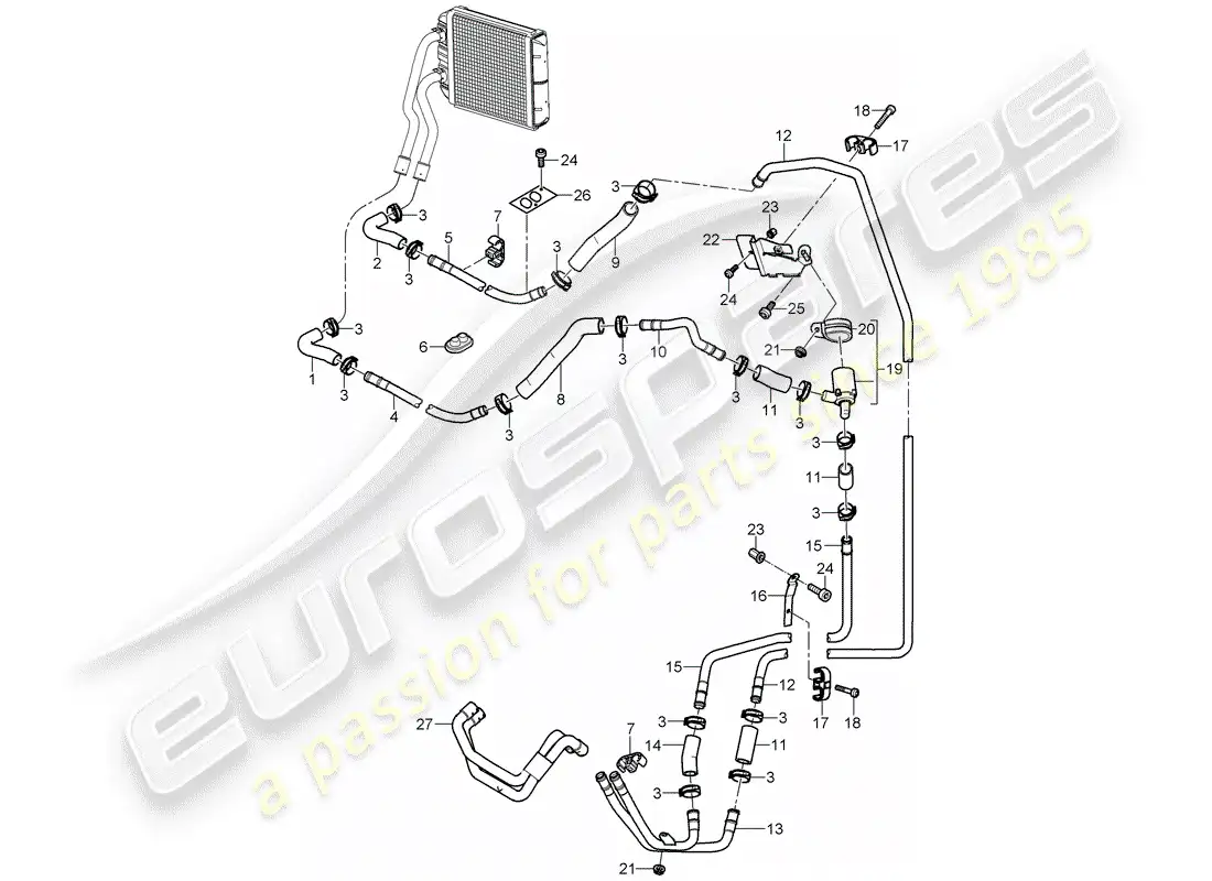 porsche 2003 (cayenne e1 9pa) calentador diagrama de piezas