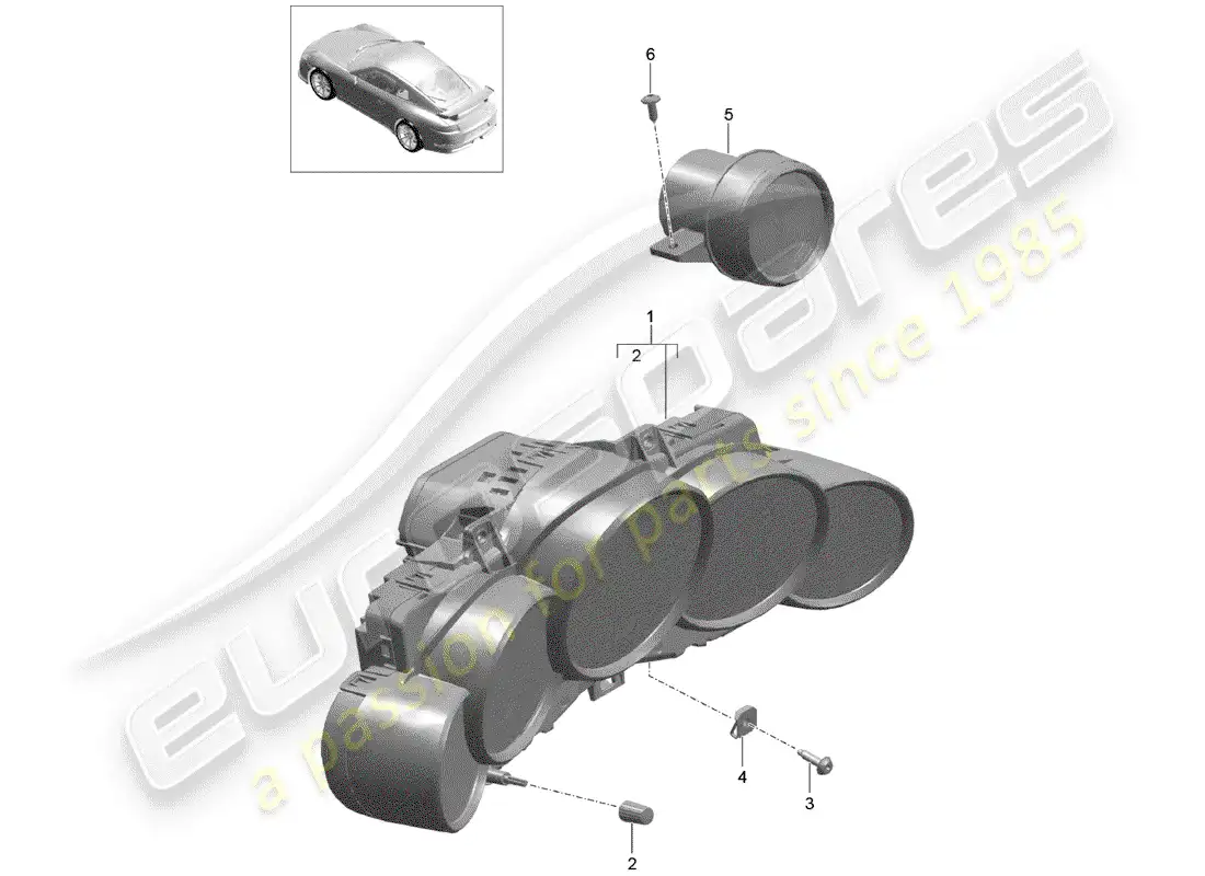 porsche 2014 (991-1 r/gt3/rs) combinación de instrumentos diagrama de piezas