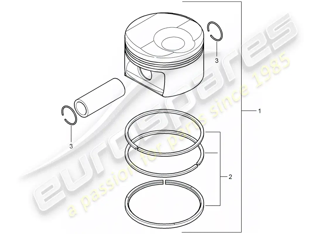 porsche 2010 (cayenne e1 9pa) pistón diagrama de piezas